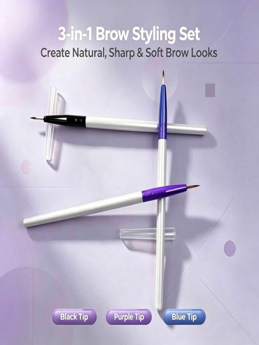 3Pcs Nail Art Liner Brush Set, White Handle Manicure Painting Pen For Gel Polish Nail Design DIY Salon Tools