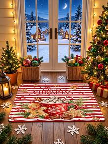 1pc 3D Embossed Non-Slip Christmas Gingerbread Cocoa Cup Doormat, Essential Christmas Decoration, Suitable For Entryway, Study, Bedside, Floor Mat, Outdoor, Easy To Clean, Non-Slip, Quick Dry, All Season, Washable - A - View 4