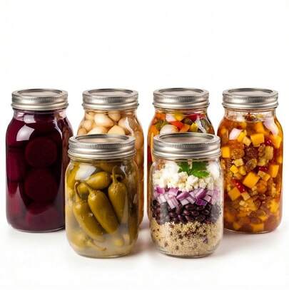 6 Pack Wide Mouth Jars With Lids & Bands , Large Glass Mason Jar For Food Storage With Airtight Lid, Glass Canning Jar With Lid And Bands- 8/18/32oz