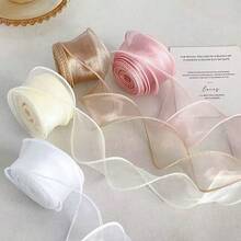 10/50Yards Sheer Chiffon Ribbon Organza Satin Ribbons For Gift Wrapping Decoration Christmas Wedding Birthday Party Bouquets Wreath Sewing Supplies - Multi-color - View 8