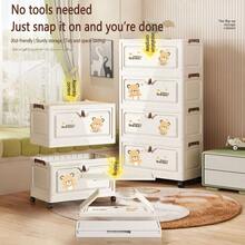 No Assembly Cartoon Flip-Top Folding Storage Cabinet Children Toy Organizer Multi-Layer Plastic Storage Rack Home Use - Transparent - View 3