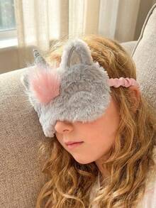 1pc Plush Crown Rabbit Sleep Mask For Kids 8+ And Adults, Eye Cover For Sleeping, Napping, Light Blocking, Ice Compress, Adjustable Satin Eye Mask For Airplane Travel, Multifunctional Sleep Mask With Back Pocket For Ice Pack Or Heat Pack - Multicolor - View 3