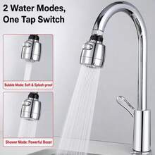 Tatukiko Faucet Sprayer Attachment, 360 Degree Rotating Faucet Aerator Accessories, 3 Mode Adjustable Kitchen Sink Tap Head Water Saving Extend Nozzle Plated - Silver - View 1