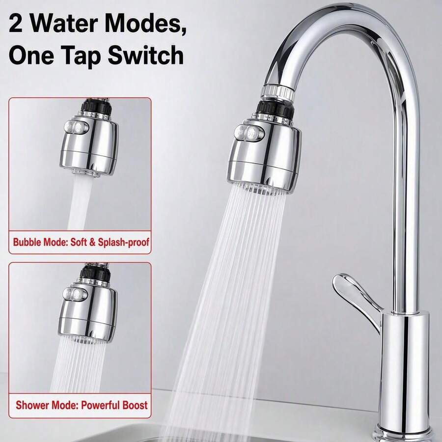 Tatukiko Faucet Sprayer Attachment, 360 Degree Rotating Faucet Aerator Accessories, 3 Mode Adjustable Kitchen Sink Tap Head Water Saving Extend Nozzle Plated - Silver - View 1