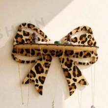 1pc Leopard Print Bow Wall Hanging Rack, Wooden Crystal Display Stand With Hooks, Decorative Hanging Jewelry Storage Rack, Suitable For Bedroom, Living Room Or Vanity, Leopard Print Design, Home Decor, Room Decor, Wall Decor Gift, Birthday Graduation Gift - Leopard Print Bow - View 6