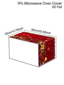 1pc Christmas Microwave Oven Cover, Bow&Christmas Ball, Poinsettia Design Polyester Household Kitchen Microwave Oven Dust Cover, Perfect For Holiday Kitchen Decor & Appliance Protection, Christmas Decoration, 2D Flat - Multicolor - View 23