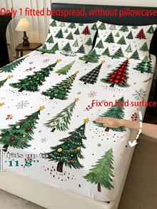 1 ga giường bọc nệm họa tiết chủ đề Giáng Sinh (chỉ gồm ga bọc, không kèm vỏ gối), in cây thông Noel, chất liệu mềm mại, phù hợp cho phòng ngủ, phòng khách, ký túc xá trường học, dễ tháo rời và giặt máy, bảo vệ nệm dùng quanh năm, quà Giáng Sinh hoàn hảo cho cha mẹ và bạn bè - Nhiều màu - Xem 2