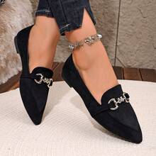 2026 Autumn/Winter New Fashion Comfortable Black Pointed Toe Flat Bow Ballet Shoes - Black - View 7