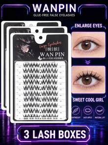 WANPIN WAN PIN W Large Capacity Cluster False Eyelashes, 10 Rows Lightweight Segmented False Eyelashes, Natural Thick Cartoon Eye Lashes, Lightweight And Delicate, Suitable For Beginners, Soft And Comfortable To Wear, Easy To Apply - C - View 11