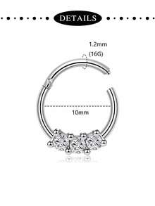 TOKRING 16G Clicker Septum Rings Hinged Hinged Nose Rings Hoop,Daith Cartilage Earring Clicker Septum Jewelry Hinged Lip Helix Rook Tragus Piercing Jewelry For Halloween Decoration - Silver - View 10