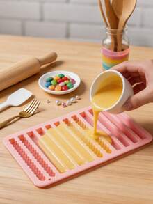12-Cavity Long Strip Silicone Baking Mold, Geometric Twist And Braided Dessert Mold For Chocolate, Candy, Cookies, Mousse And Dessert Bars, Creative DIY Baking Tool For Homemade Treats And Parties - Multicolor - View 3