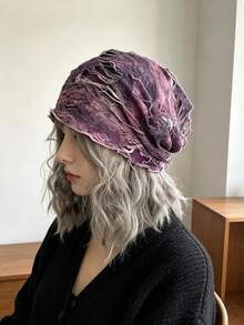 1pc Retro Tie Dye Ripped Hole Hat, Y2K Avant-Garde Girl Style, Multifunctional Holiday Accessory - Multicolor - View 3