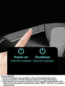 Wireless Smart Sound Multi-Function Bluetooth Glasses, With Wireless Calling, Music Playback, HIFI Sound Quality, HD Lenses, Touch Control, Long Battery Life, Unisex Design And Rechargeable Technology Wireless Smart Glasses Headphones - Black - View 9
