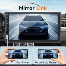 7 Inch Single Din Car Stereo With Wired CarPlay, Touch Screen Car Radio Multimedia Player - 7" Single Din CarPlay Radio + 8LED Rear View Camera - View 3