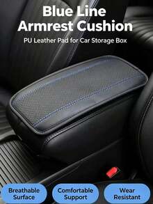 1pc Car Center Console Pad, PU Leather Center Console Pad, All-Season Waterproof Armrest Storage Box Cover, Breathable Soft Central Armrest Box Cover, Non-Slip Interior Armrest Protective Pad - Multicolor - View 10
