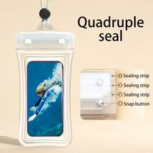1/2 piezas Bolsa impermeable para teléfono con sello cuádruple, funda para teléfono con pantalla táctil y correa para colgar, bolsa protectora impermeable para natación, rafting, aguas termales y playa - Versión actualizada - Ver 14