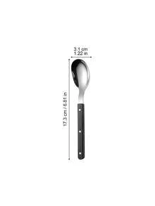 5pcs Stainless Steel Riveted Handle Knife Fork Spoon Dessert Spoon Fork Set Steak Knife Fork Heat-Resistant Handle Tableware Butter Knife - Silver - View 10