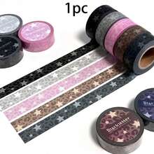 1pc Leopard Print Series Washi Tape, Five-Pointed Star Leopard Print Planner Decoration Tape Roll - Multicolor - View 1