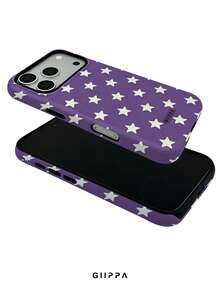 GIIPPA 1件星形圖案設計手機殼，相容 iPhone 17 Pro Max、 16 Pro Max、15 Pro Max、14 Pro Max，韓系高端時尚趣味手機殼，適用於 11/12/13/14/15/16 Pro Max Plus，男女皆宜的優雅設計，聖誕節、情人節、復活節、婚禮季和生日送給女友的完美禮物！ - 紫色 - 查看 4