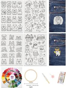 LAMYA Kit Bordir Anjing Lengkap untuk Pemula - 50 Warna Benang, Pembidang & Jarum - Pola Anak Anjing Lucu & Shiba Inu untuk Jeans, Tas Tote & Dekorasi Rumah - Hadiah Kerajinan DIY untuk Pecinta Anjing - A79A - View 12