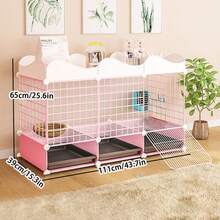 Large Indoor Rabbit Cage Home Nest Space New Style Anti-Urine Splash Automatic Waste Cleaning Rabbit Hutch - Multicolor - View 4