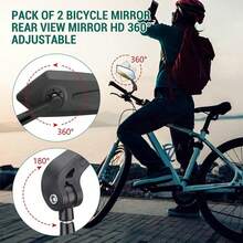 1 Pair Mountain Bike Rearview Mirrors, 360° Rotating Flat Mirror, Easy Installation, Foldable Scratch-Resistant Design, Wide Angle View, Suitable For Mountain Bike/Road Bike/Electric Bike - Multicolor - View 6