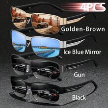 2PCS Fashion Classic Square Glasses Multi Color Combination Unisex Metal Style Suitable For Fishing Travel Vacation And Summer Beach Use Daily Wear - 4PCSF8485-5 - View 11