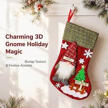 Christmas Gnome Sock 32x19cm 1pc Knitted Linen 3D Beard Snowflake Hanging Ring Christmas Decoration Christmas Party Supplies Christmas Home Decor Christmas Gift Wall Decor Room Decor House Decor - Multicolor - View 6