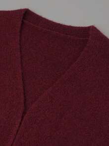 Nicenter Women's Open Front V Neck Long Sleeve Wool Blend Cardigan Sweaters, Red Elegant Fall Clothes For Women, Winter Clothes For Daily Commute Vacation - Burgundy - View 5