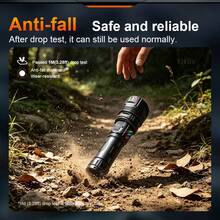Senter Taktis Daya Tinggi 600000LM, Jangkauan Jauh 1500M, Dapat Diperbesar, Dapat Diisi Ulang Tipe C, Tahan Air IPX4, Fungsi Power Bank, 5 Mode, Layar LED, Senter Darurat Anti Jatuh untuk Berkemah - hitam - View 9