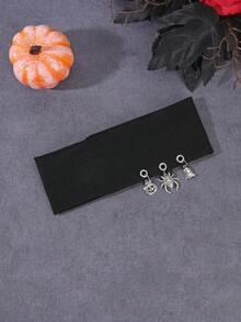 1pc/3pcs Personalized Street Style Halloween Decorative Elastic Sweat-Absorbing Sports Headband With Metal Spider Ghost Pumpkin Pendant Versatile Fashion Hair Band - Multicolor - View 11
