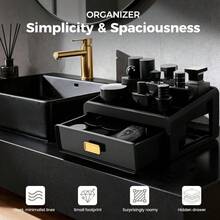 Caja de almacenamiento para baño, organizador de aftershave, caja de almacenamiento para tocador, estante organizador de lavabo, estante de almacenamiento para encimera, bandeja de aftershave, estante de exhibición de perfumes para cajón - Multicolor - Ver 1