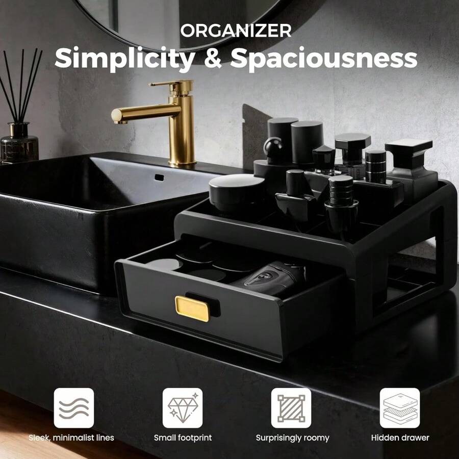 Caja de almacenamiento para baño, organizador de aftershave, caja de almacenamiento para tocador, estante organizador de lavabo, estante de almacenamiento para encimera, bandeja de aftershave, estante de exhibición de perfumes para cajón - Multicolor - Ver 1