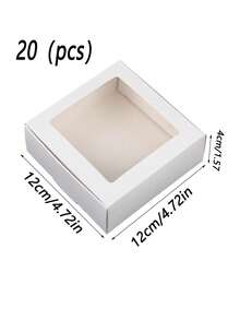 20pcs White Kraft Paper Transparent Window Gift Boxes 3.6x3.6x1.4 Suitable For Baking Cookies Cakes Candy Wedding Party Christmas Gift Packaging - White - View 21