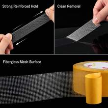 Heavy Duty Fiberglass Mesh Double Sided Tape Strong Tear-Resistant Adhesive Carpet Tape Residue-Free Easy Cut For Rug Car Mat Wall Decor DIY Craft Wedding Event Flooring - Yellow - View 7