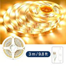 White & Warm White USB LED Light Strip, Indoor Background LED Lights With Push Button Controller, Easy Installation For Living Room, Holiday Party Home Decor - Multicolor - View 19
