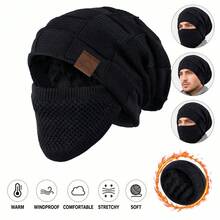 2026 New Unisex Winter Fleece Cold-Proof Headband 2pcs Set - Elastic Drawstring Closure, Lightweight And Warm, Suitable For Cycling, Skiing, Outdoor Activities, Solid Color Pullover Hat - Multicolor - View 6