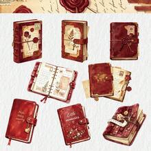 8pcs Vintage Pattern Stickers, Decorative Scrapbook Stickers, Self-Adhesive, Premium Material, Scrapbook Collage Material, Diary Photo Album DIY Decorative Stickers, Stationery Sticker Gift, Scrapbook Thin Stickers And Decoration, Handmade Art DIY Stickers, Holiday Gift - Sticker - View 9