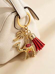 Vintage Camel Palm Tree Keychain With Tassel,Arabian Style Enamel Camel Bag Charm,Middle East Desert Travel Souvenir Gift,Ideal For Keys Backpacks - Multicolor - View 5