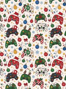 1 Roll Of Christmas Gift Wrapping Paper With Christmas-Themed Game Controller Pattern,Perfect For Wrapping Christmas Gifts, Decorating For Christmas Parties, And Holiday Gift-Giving,DIY Craft,Festive Favour Wrapping ,1 Roll Size: 43 Cm X 300 Cm. - A - View 7