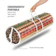 Multi-Color Wrapping Paper Storage Bag, Vertical Cylindrical Organizer With Transparent Window And Reinforced Handle, Waterproof And Dustproof Large Capacity, Suitable For Wrapping Paper, Ribbons, Bows And Handmade Crafts Ideal For Closet,Craft Room - Multicolor - View 6