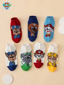 7 Pairs Paw Patrol Series Authentic Archie, Rubble Colorblock Cartoon Kids Short Socks - Multicolor - View 2