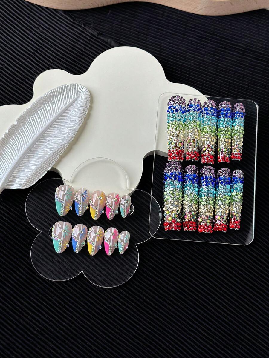 1PC Multi-Shape Wearable Nail Display Board, Transparent Acrylic Material For Nail Art Finished Product Display And Photography, Nail Polish Color Mixing, Washable And Reusable - Multicolor - View 1