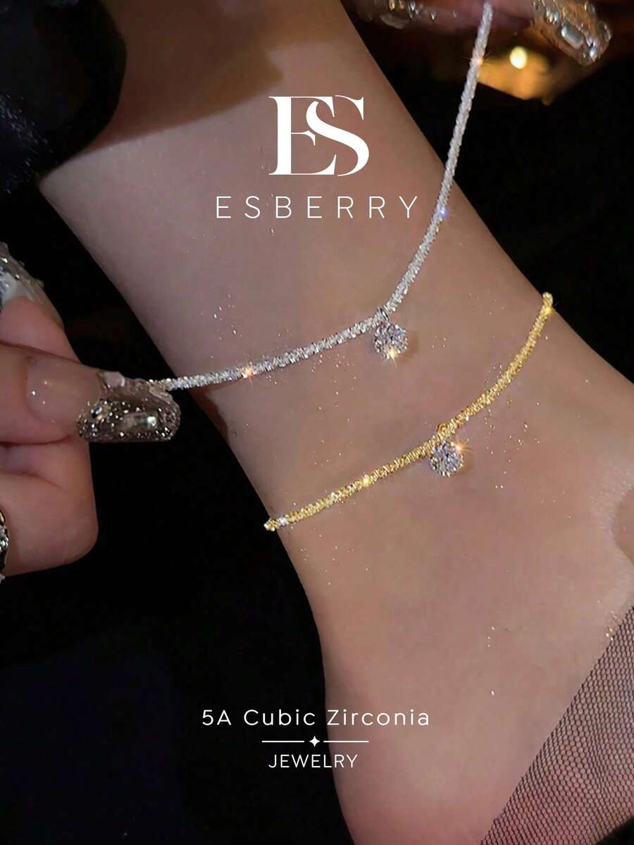 ESBERRY 1件幾何鏈條腳鍊，女款材質，休閒迷人珠寶禮物，適合情人節