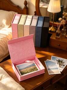 1pc Magnetic Fabric Storage Box, Suitable For Photo Albums, Letters And Small Items, Decorative Book-Shaped Organizer Box, Can Store Jewelry, Watches And Handmade Crafts, Durable Desktop Storage Box, Suitable For Living Room And Study - Multicolor - View 2