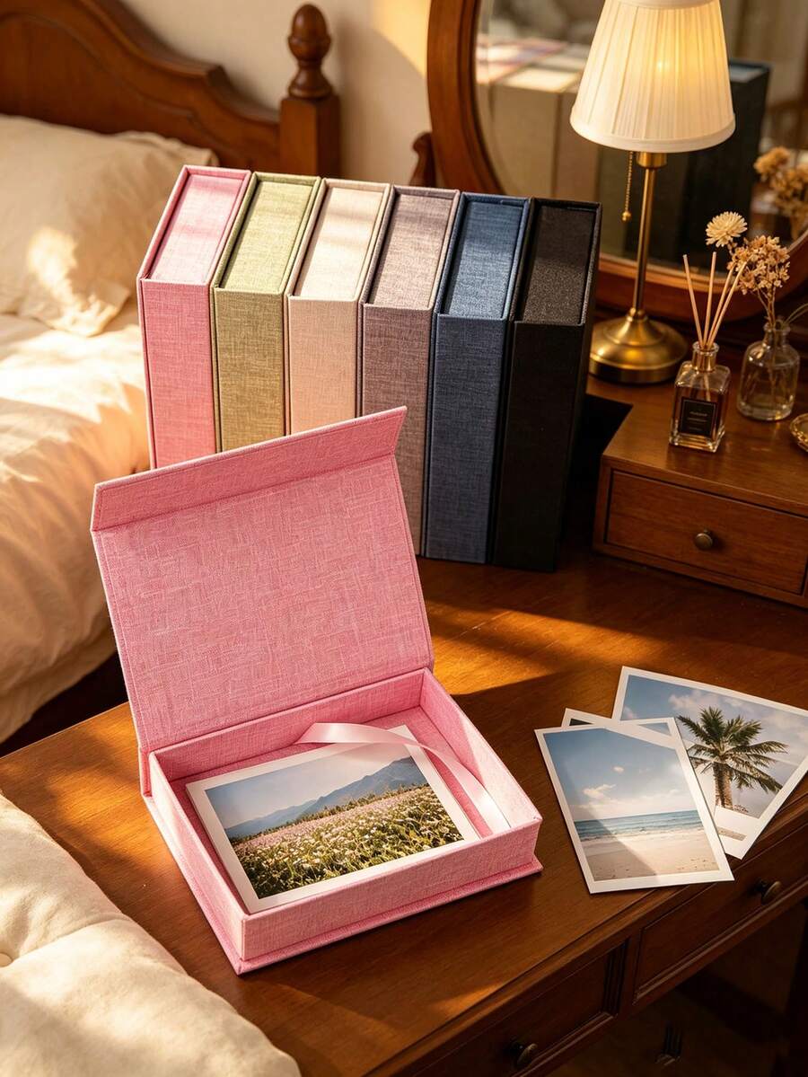 1pc Magnetic Fabric Storage Box, Suitable For Photo Albums, Letters And Small Items, Decorative Book-Shaped Organizer Box, Can Store Jewelry, Watches And Handmade Crafts, Durable Desktop Storage Box, Suitable For Living Room And Study - Multicolor - View 1