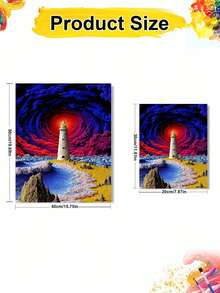 DIY Vibrant Surreal Lighthouse Storm (Frameless Or Framed 8x12 / 16x20 Inches) Paint By Numbers Kit(Acrylic) Arts & Crafts For Adult Beginners, Home Wall Decor, And Holiday Gifts - Sets - View 2