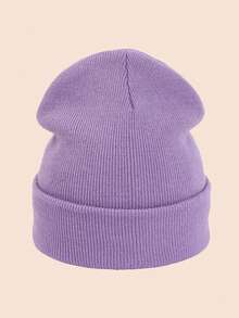 1pc Printed Knit Hat, Customized Text Logo Solid Color Elastic Winter Knit Hat, Outdoor Autumn/Winter Warm Essential Accessory, Women/Men Gift - Multicolor - View 13