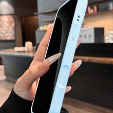1pc Silicone Phone Case Compatible With 18Pro Max 18Pro 17Pro Max 16 15 14 Pro Max Plus, Minimalist Siliconer Shockproof Anti-Drop Slim Protective Cover - Far Peak Blue - View 4