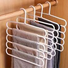 1/3/5/10pcs 5-Tier Hanger & Plastic Multi-Layer Pants Rack - Space-Saving, Non-Slip Design, Adjustable Structure, Suitable For Clothing & Accessory Organization. Durable Closet Storage Essential, Perfect For Wardrobe & Laundry Room, Back To School Must-Have - Multicolor - View 1